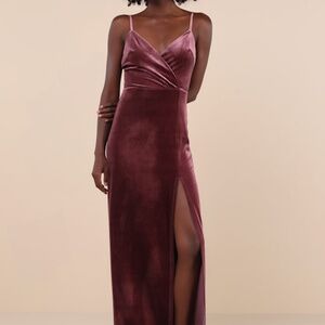 Lulus Graceful Glamour Dusty Purple Velvet Surplice Maxi Dress - Size M